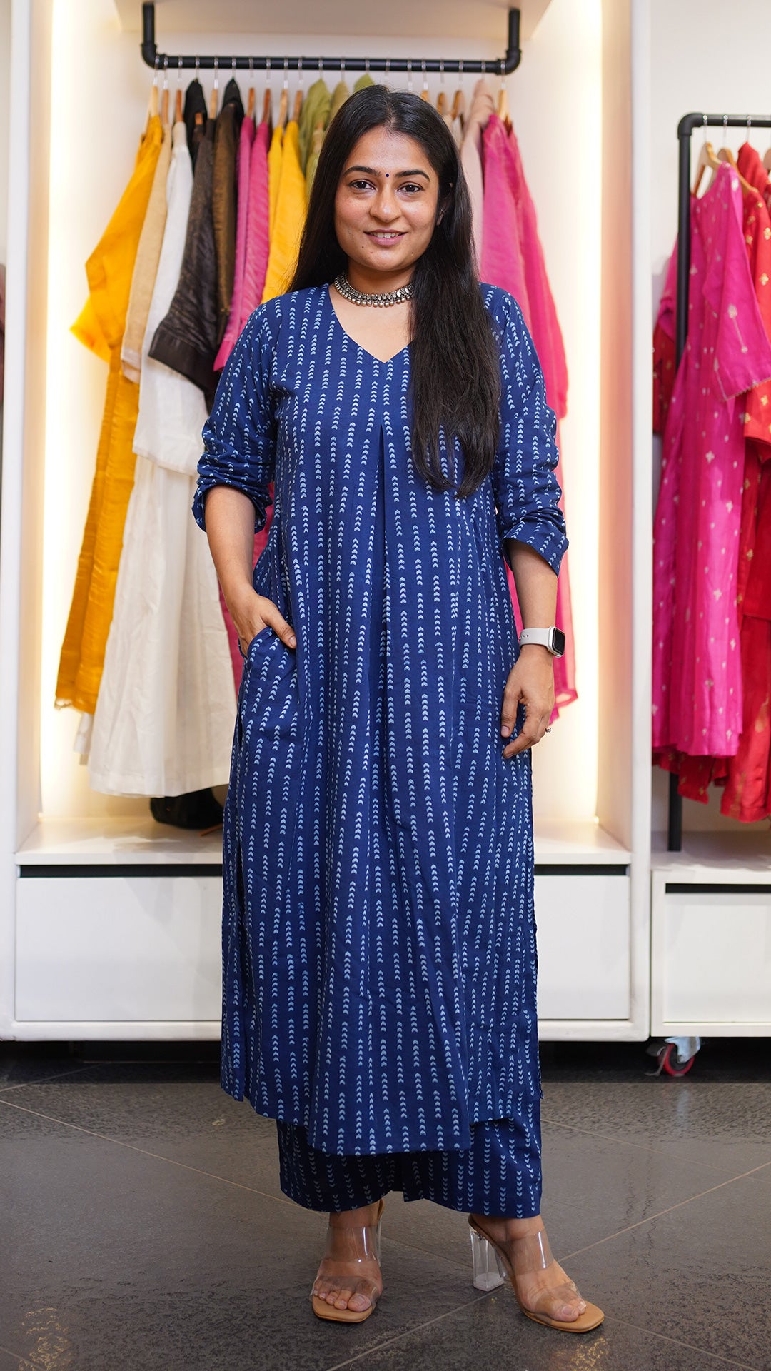 Meira Dabu Hand Block Kurta In Indigo