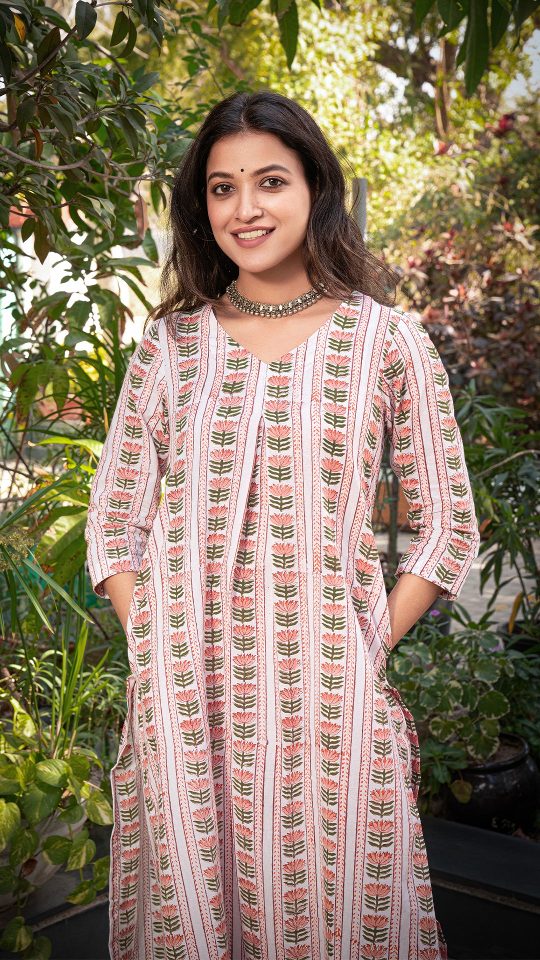 Harvi Sanganeri Hand Block Cotton Kurta - White