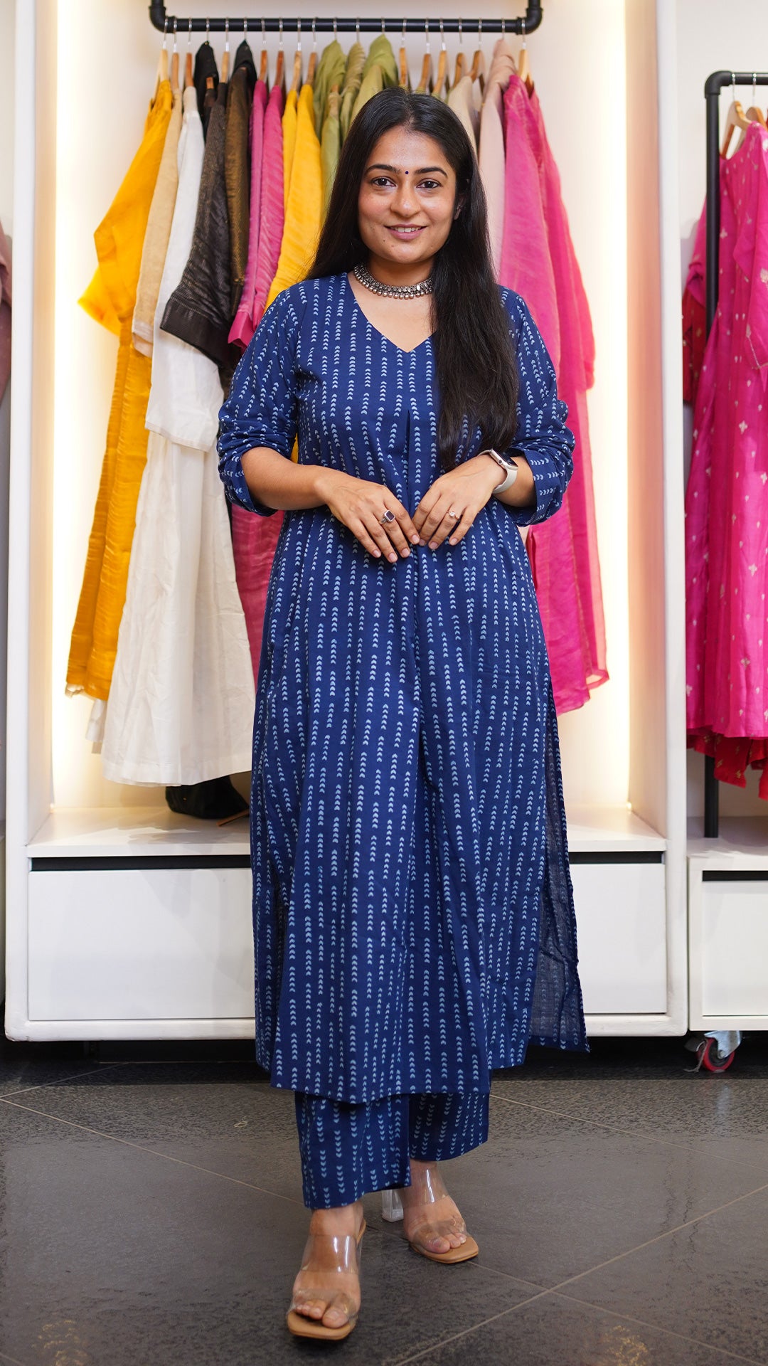 Meira Dabu Hand Block Kurta In Indigo