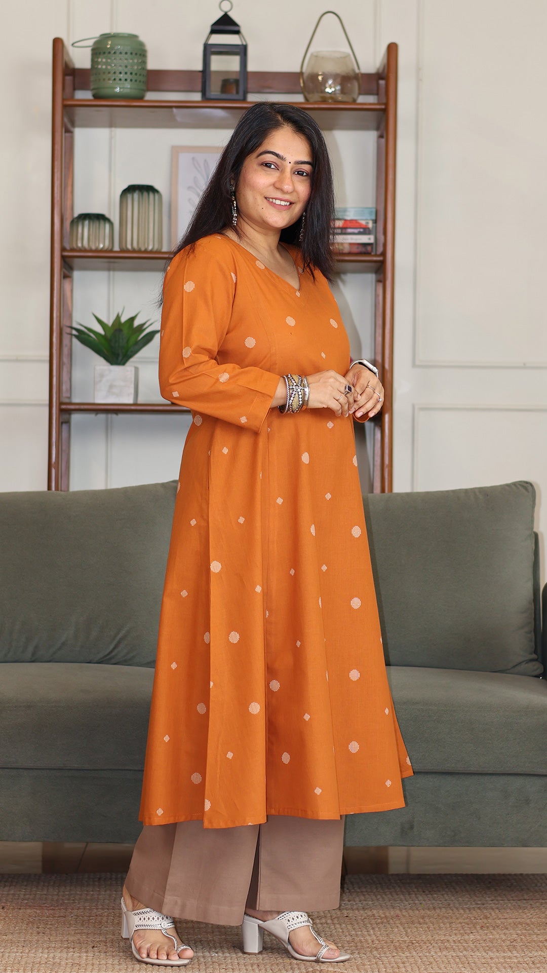 Shirali Handwoven Cotton Kurta - Mustard Yellow