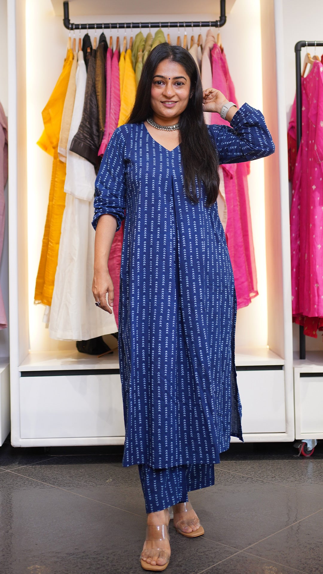 Meira Dabu Hand Block Kurta In Indigo