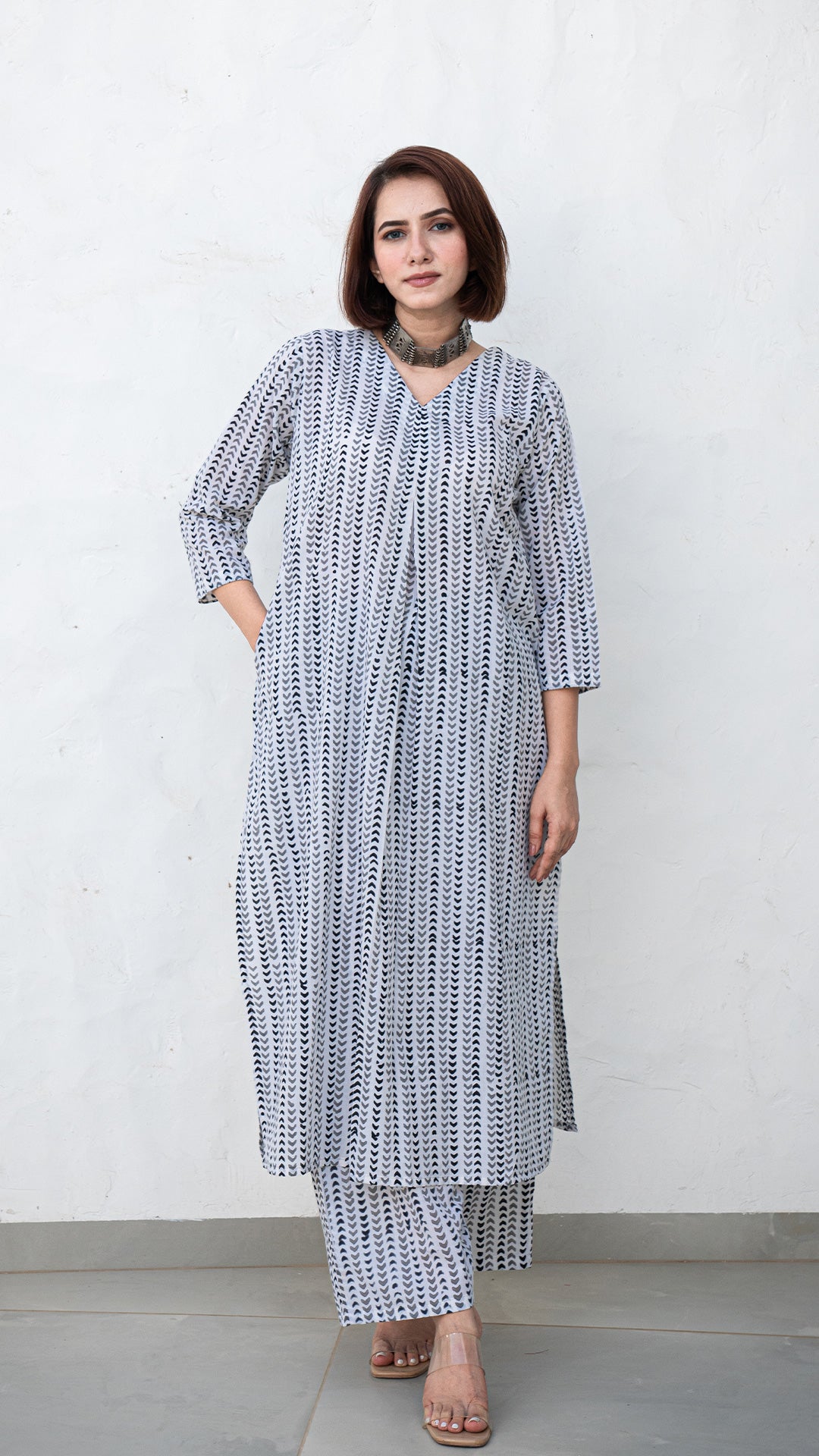 Wamiqa Hand Block Cotton Kurta - White