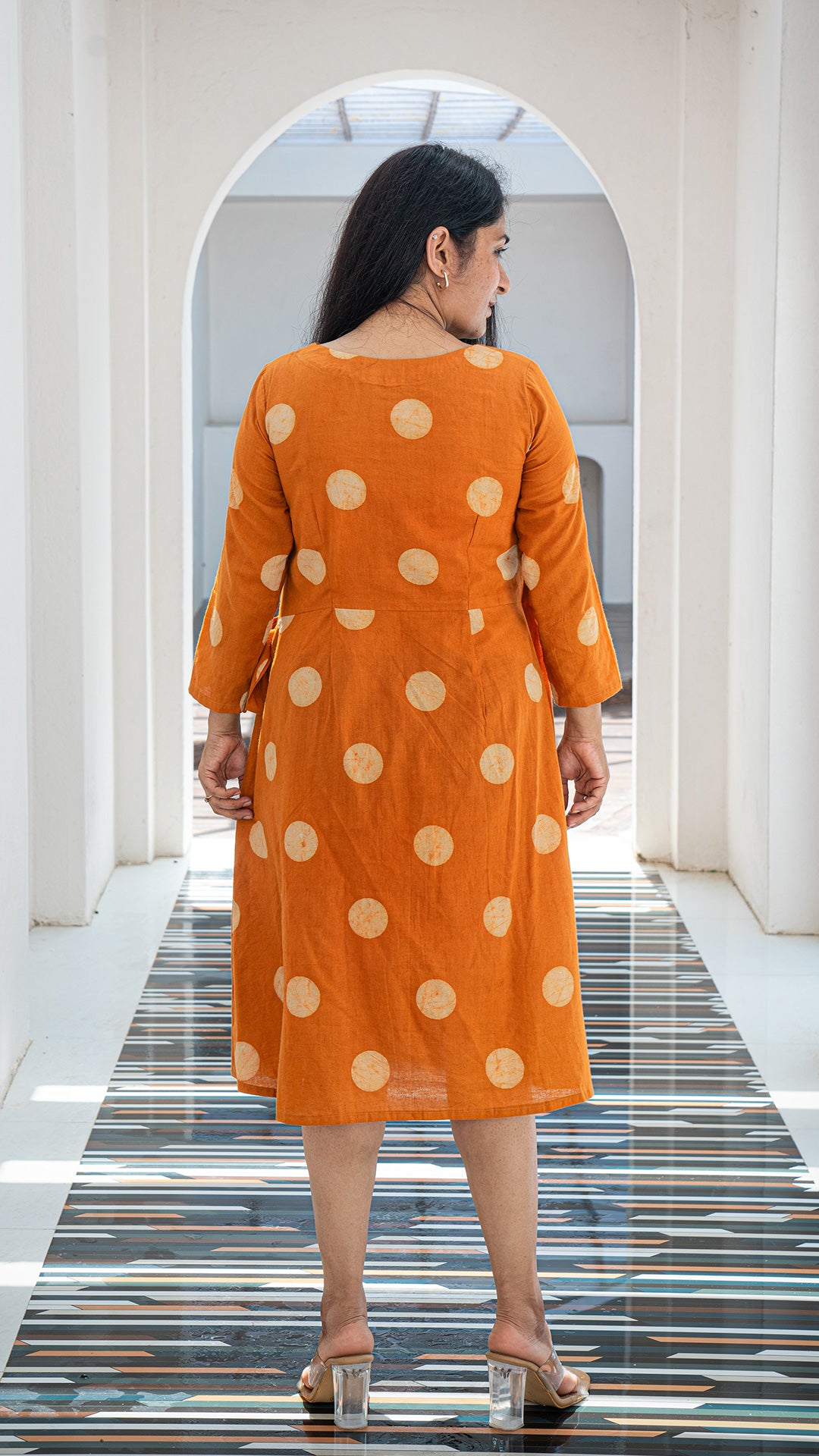 Selena Polka Dots Wrap Dress - Rust