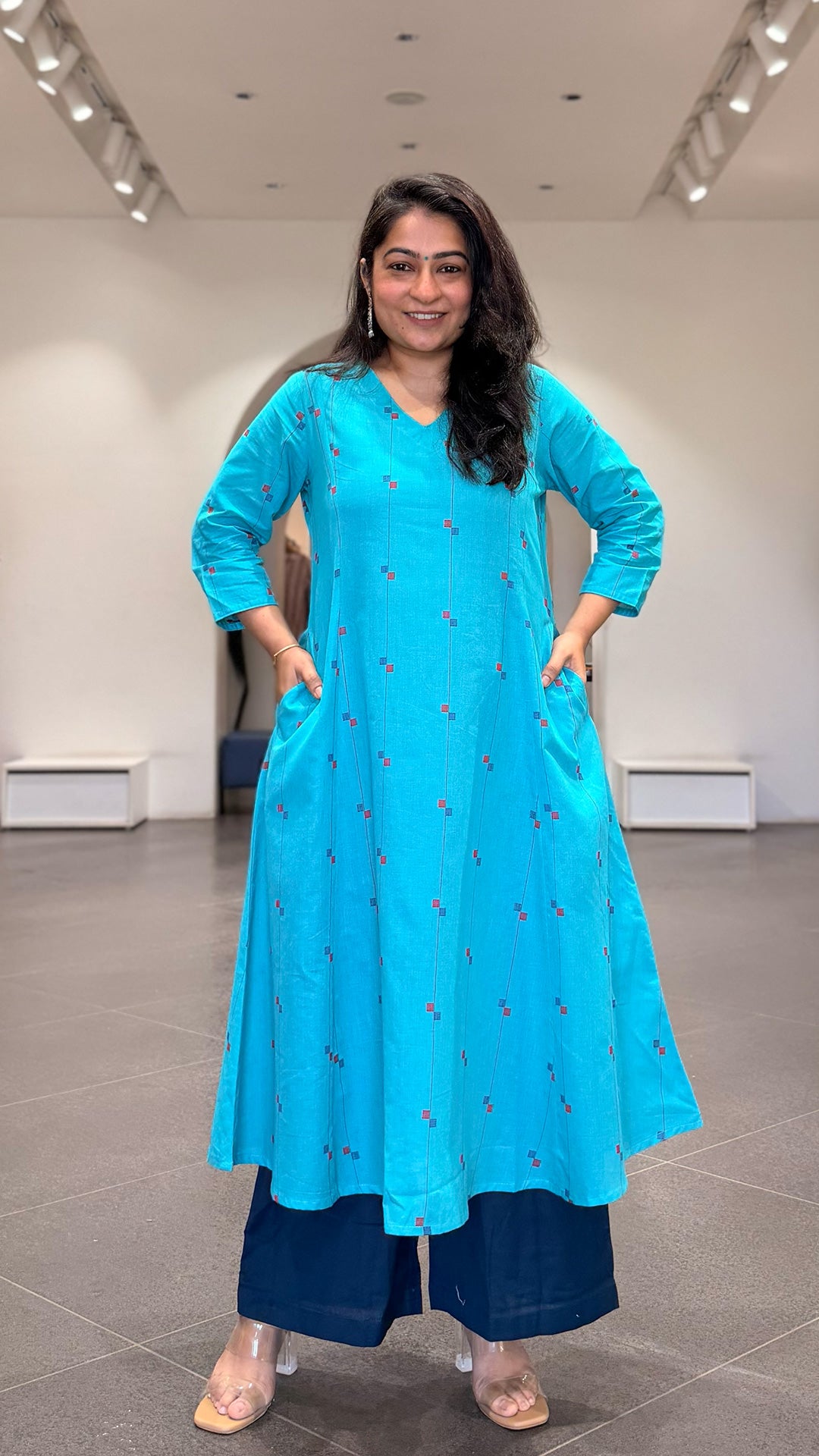 Heloise Handwoven Cotton Kurta - Light Blue