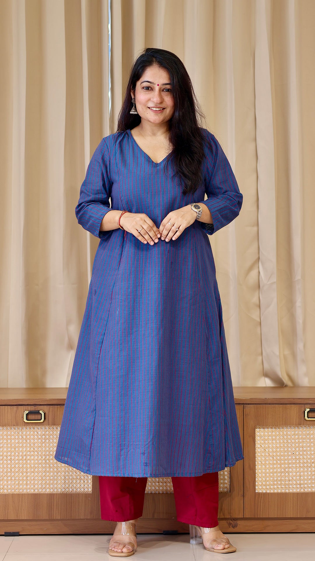 Blue Stripes Handwoven Cotton Kurta