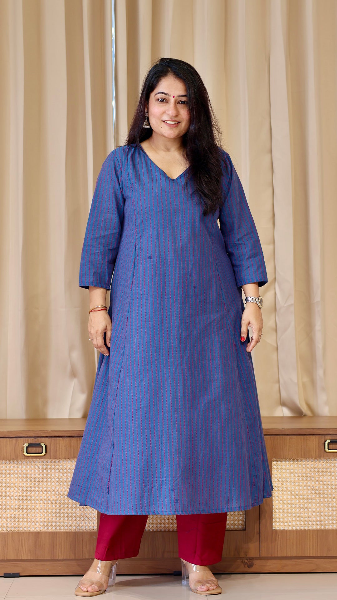 Blue Stripes Handwoven Cotton Kurta