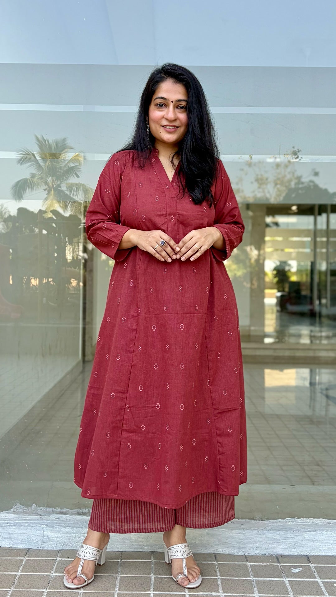 Sabaa Rust Hand Woven Cotton Kurta