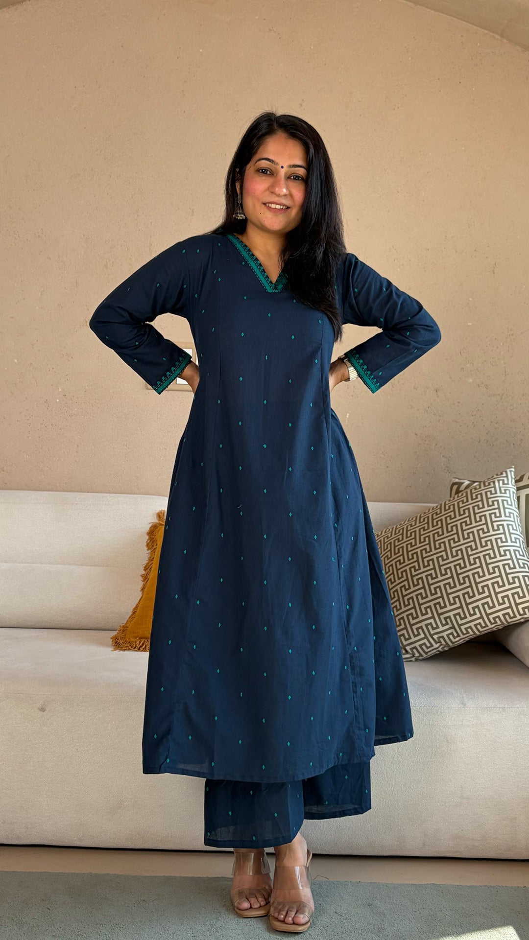 Urmi Blue Hand Woven Cotton Kurta