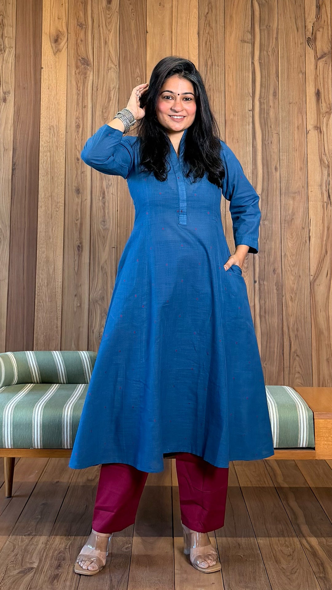 Myra Handwoven Cotton Kurta - Blue