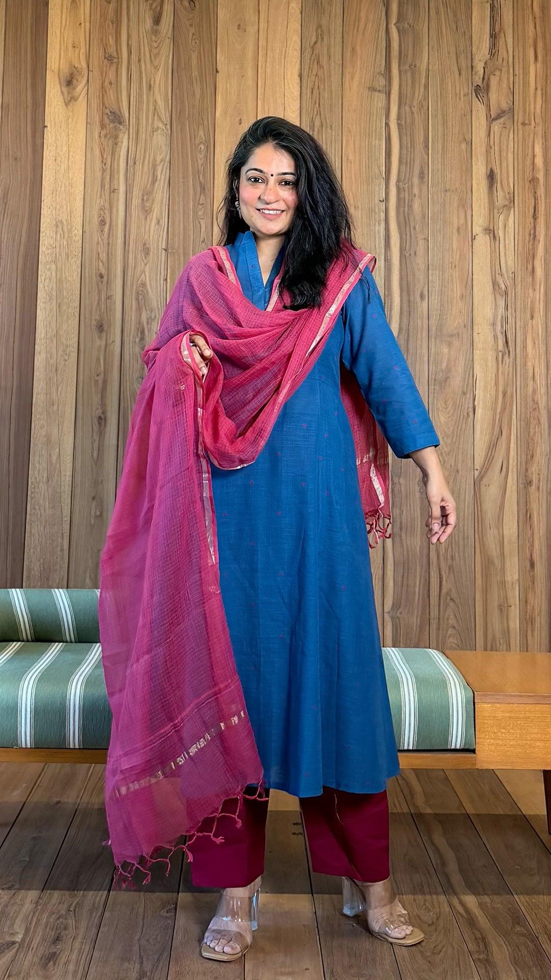 Myra Handwoven Cotton Kurta - Blue