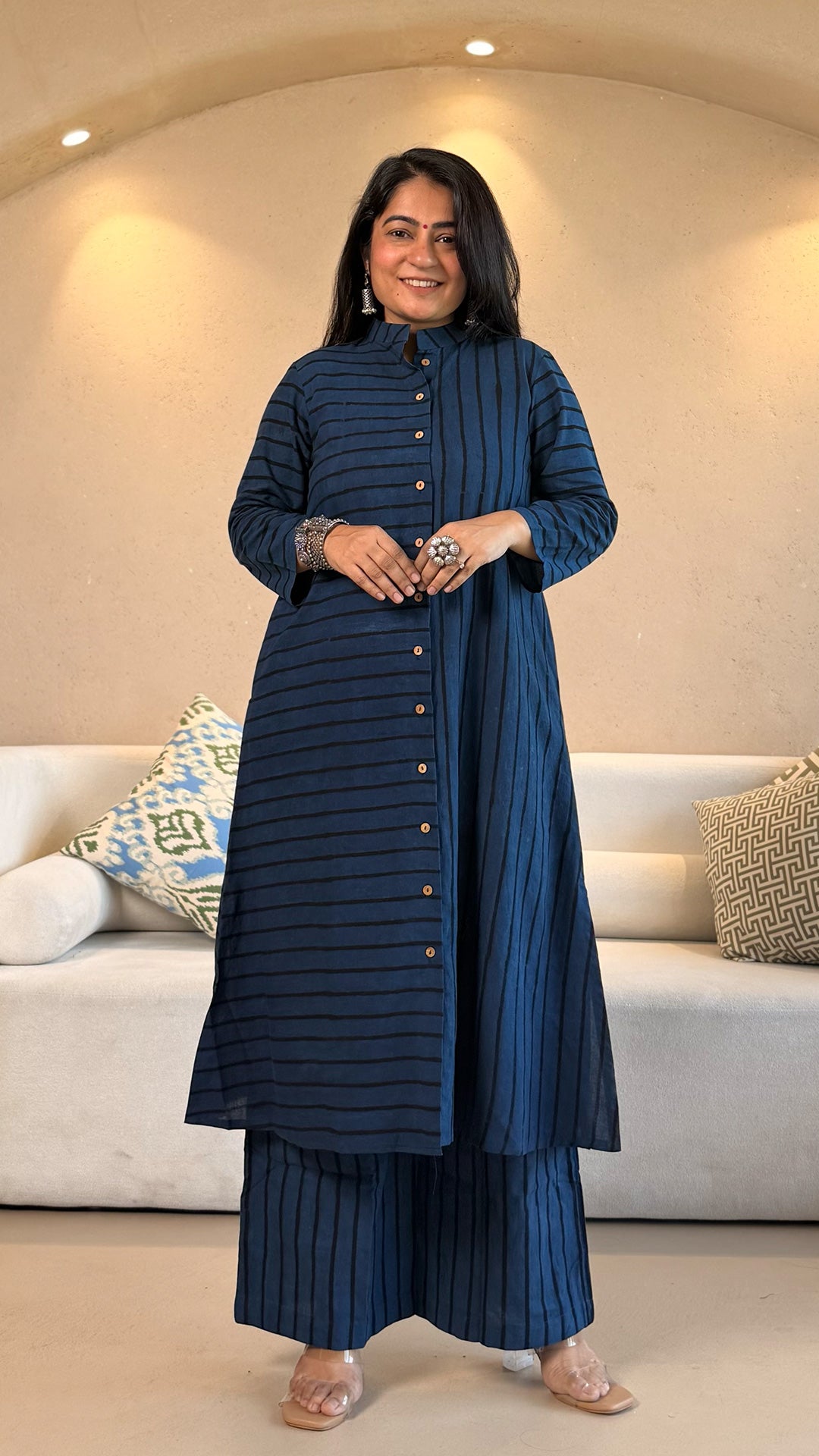 Indigo/Black Stripes Ajrakh Cotton Co-ord