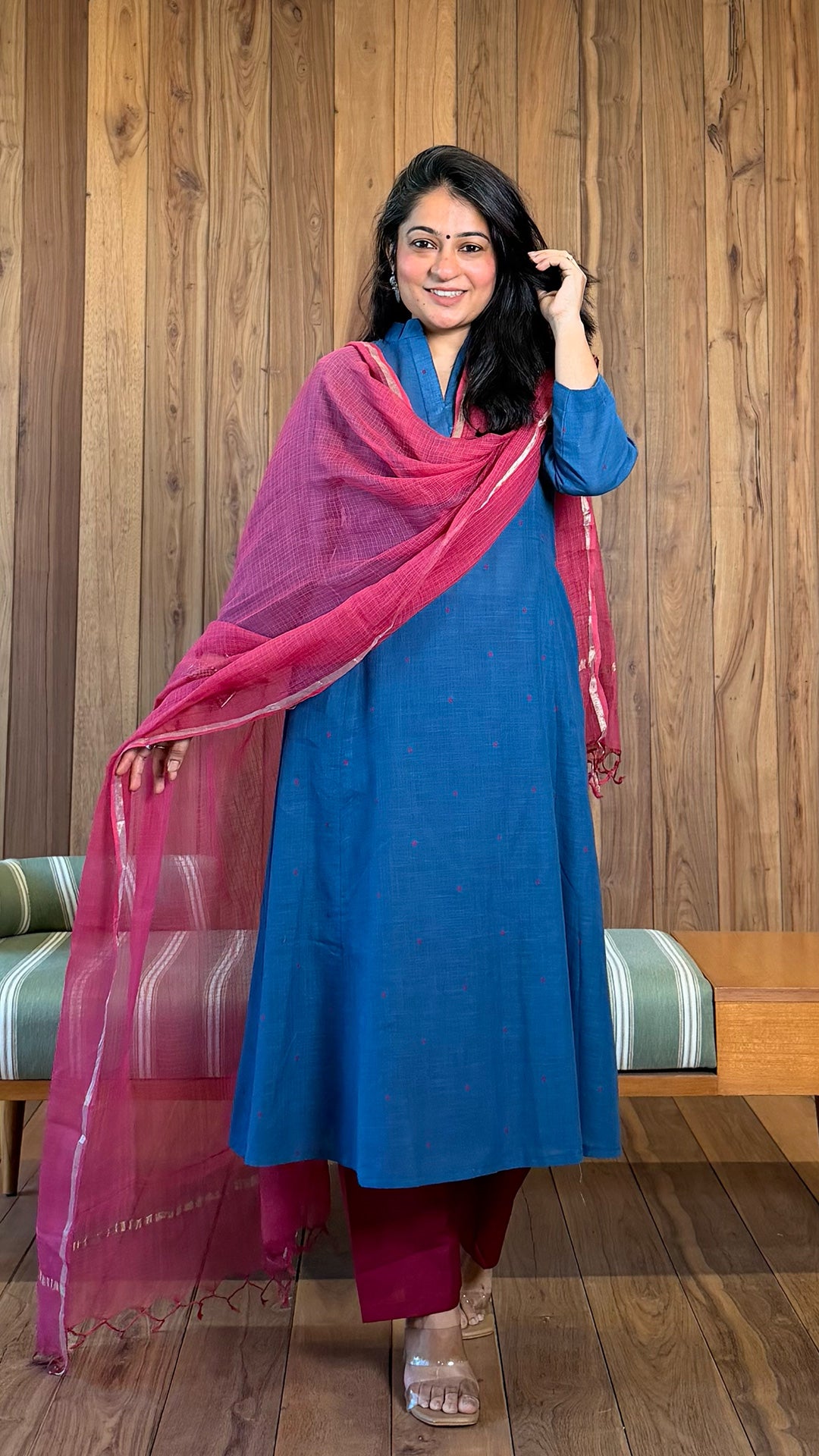 Myra Handwoven Cotton Kurta - Blue