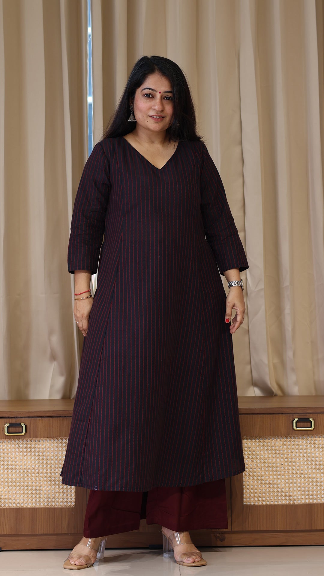Black Stripes Handwoven Cotton Kurta