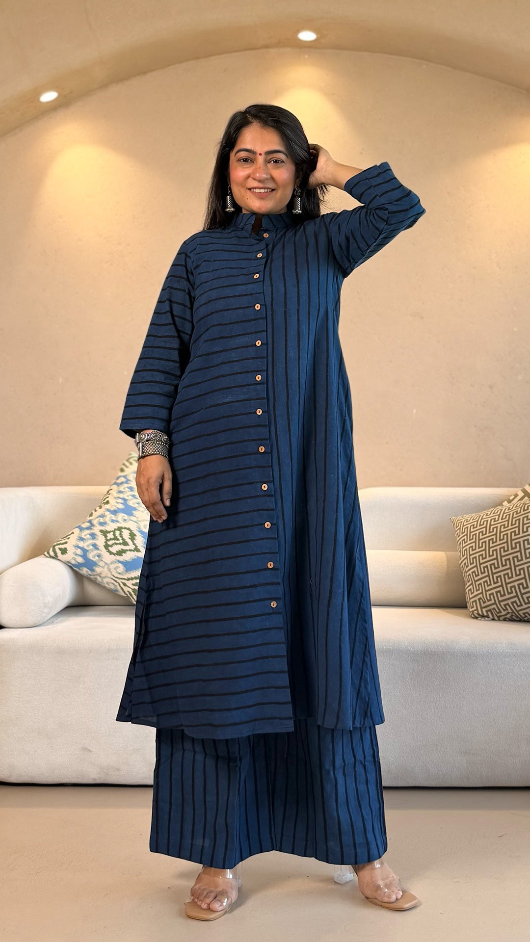 Indigo/Black Stripes Ajrakh Cotton Co-ord
