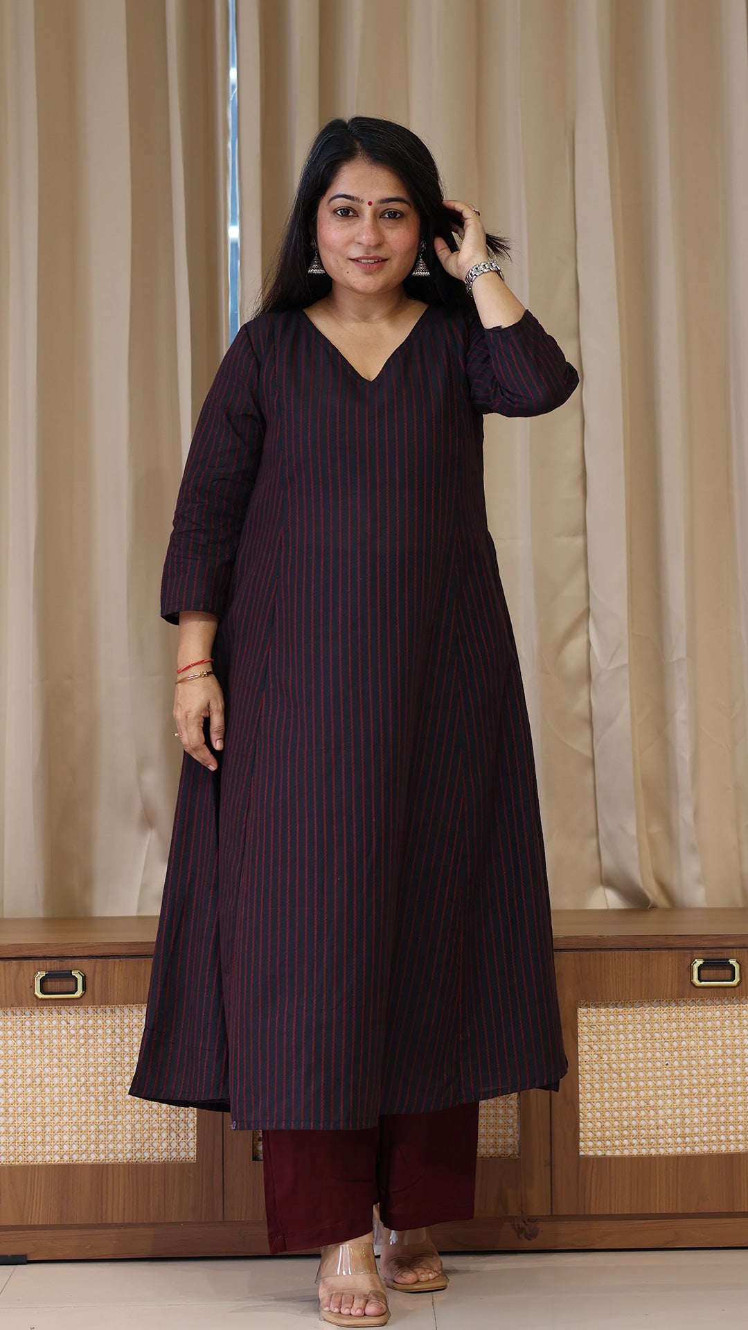 Black Stripes Handwoven Cotton Kurta
