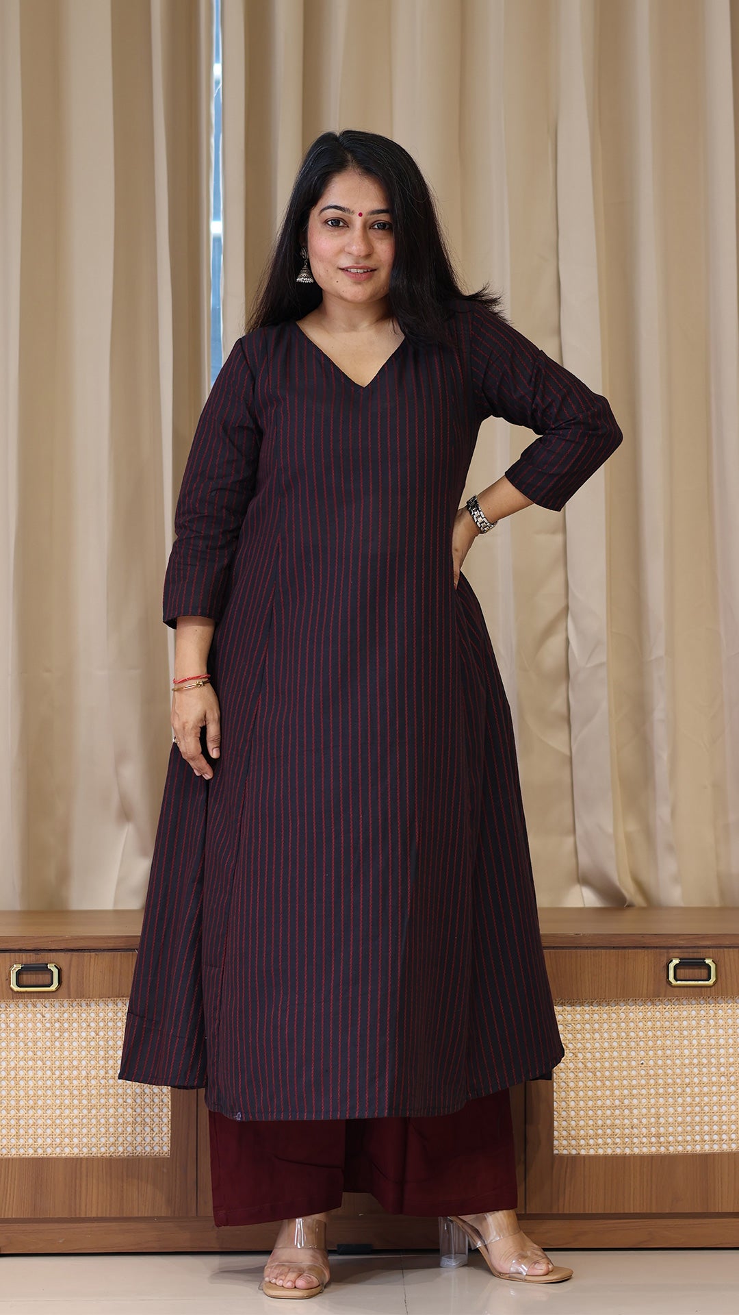 Black Stripes Handwoven Cotton Kurta