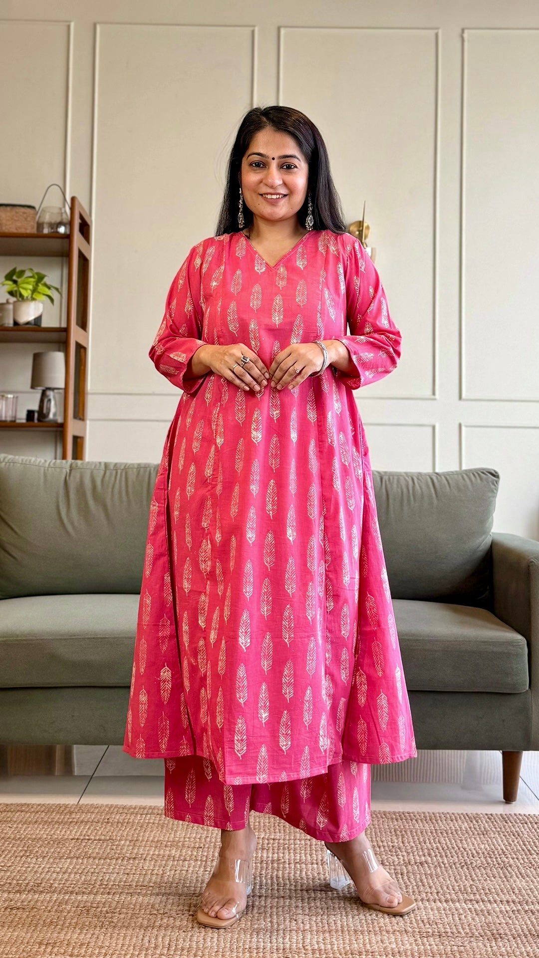 Selena Kali Kurta In Cotton - Pink