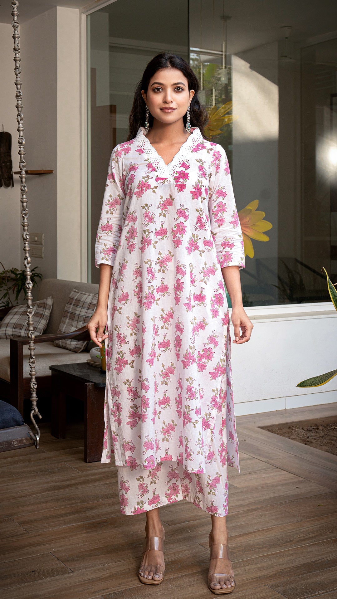 Niharika Sanganeri Hand Block Cotton Kurta - White