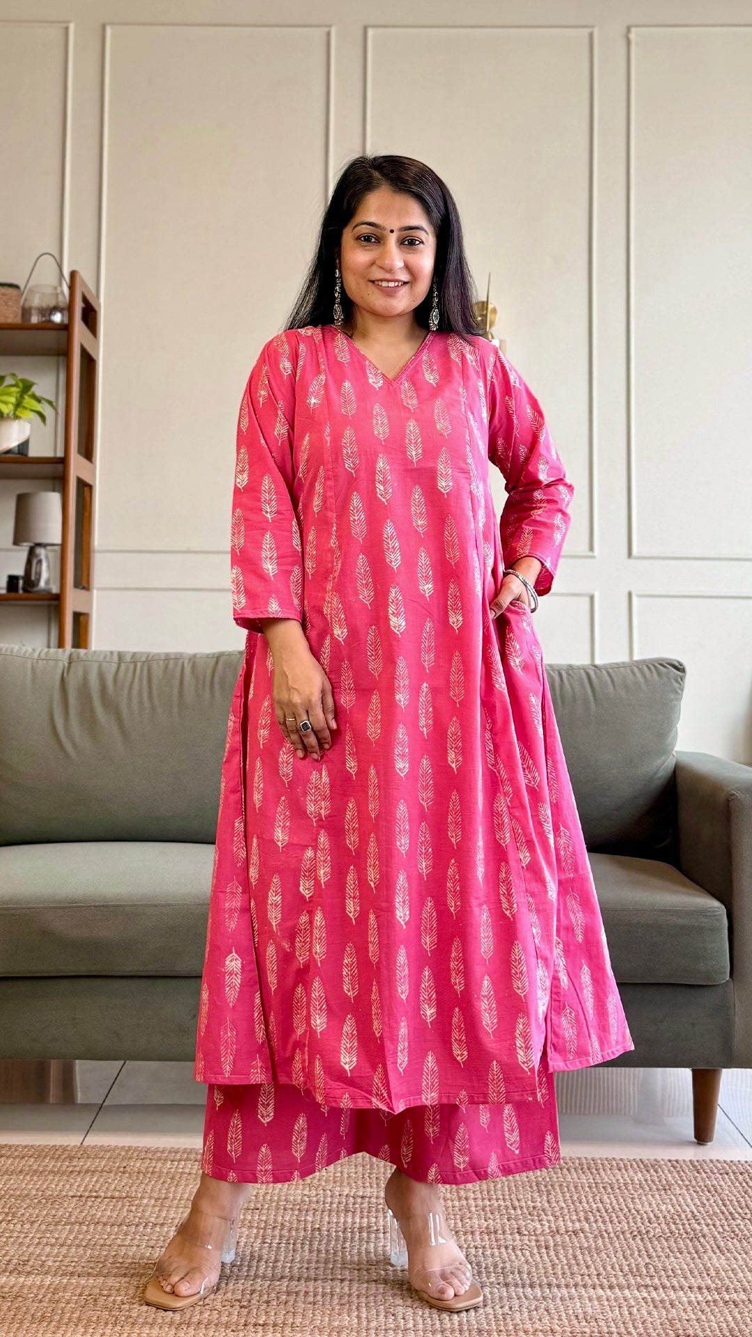 Selena Kali Kurta In Cotton - Pink
