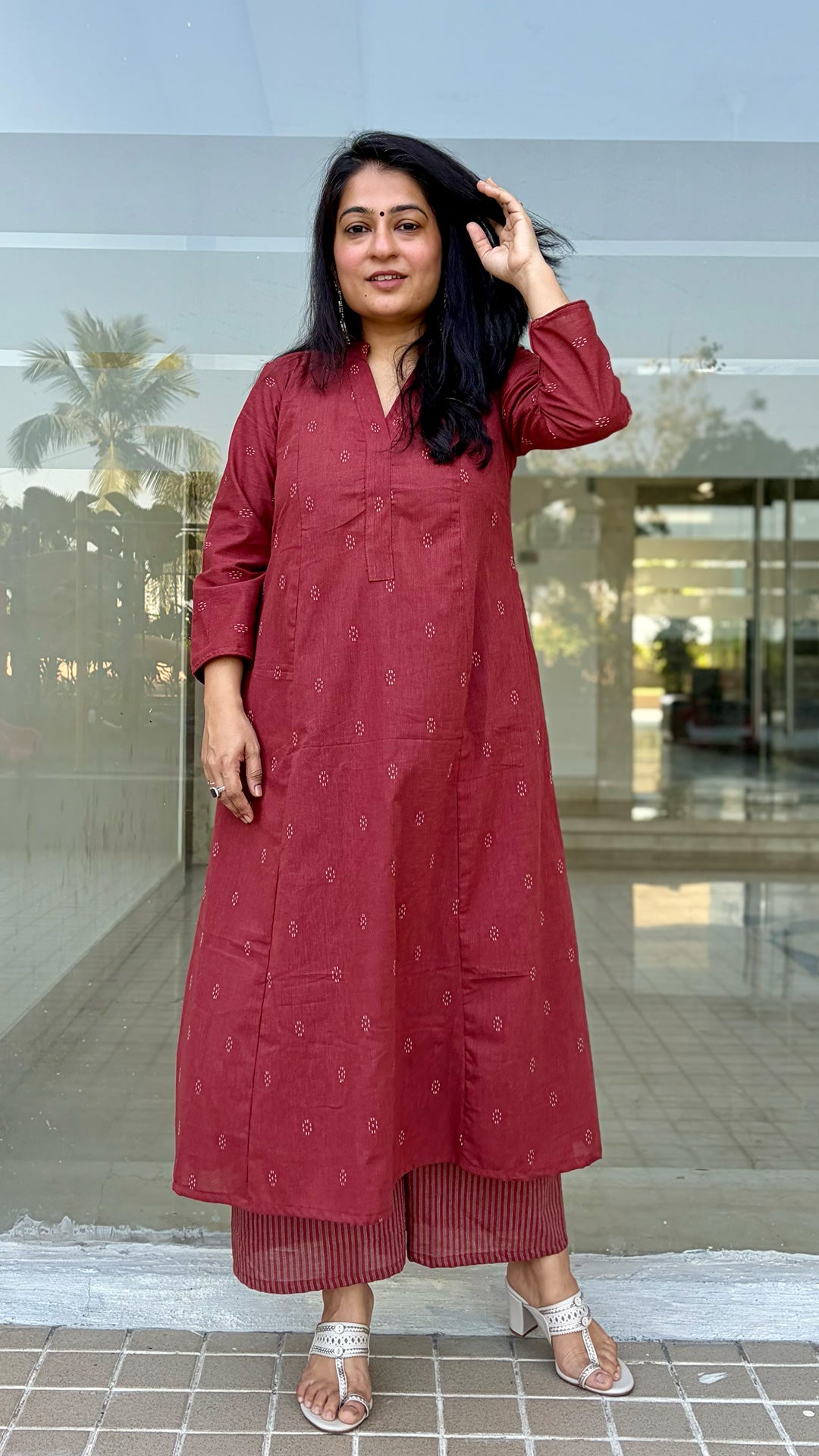 Sabaa Rust Hand Woven Cotton Kurta