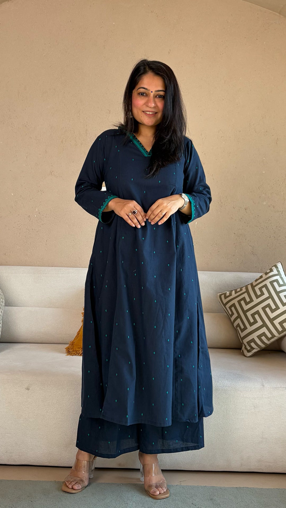 Urmi Blue Hand Woven Cotton Kurta