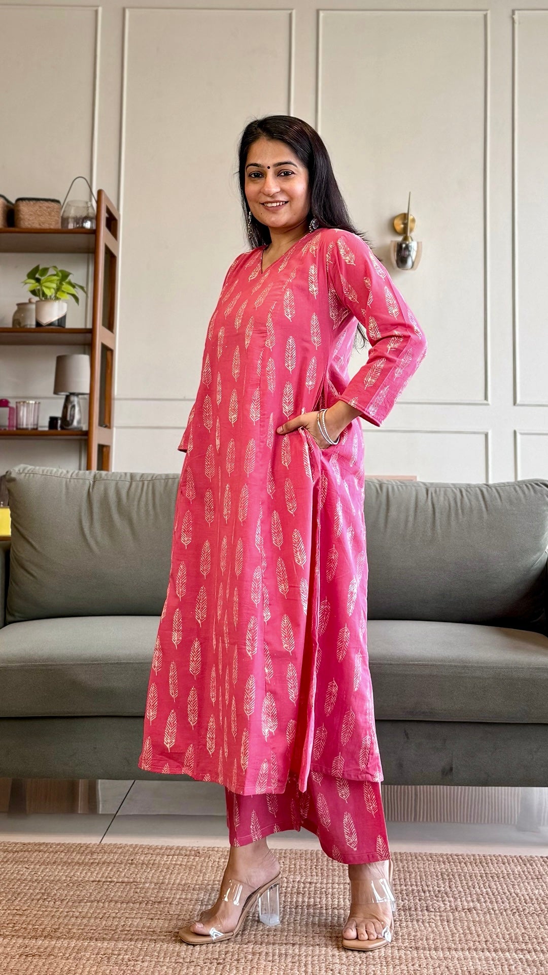 Selena Kali Kurta In Cotton - Pink