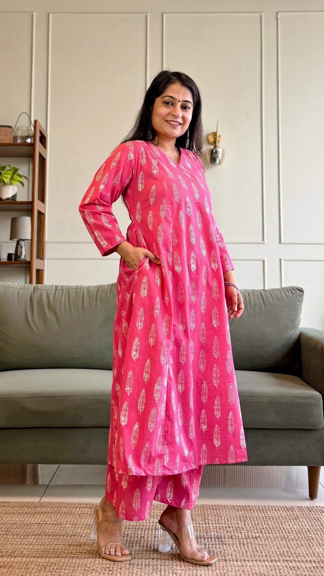 Selena Kali Kurta In Cotton - Pink