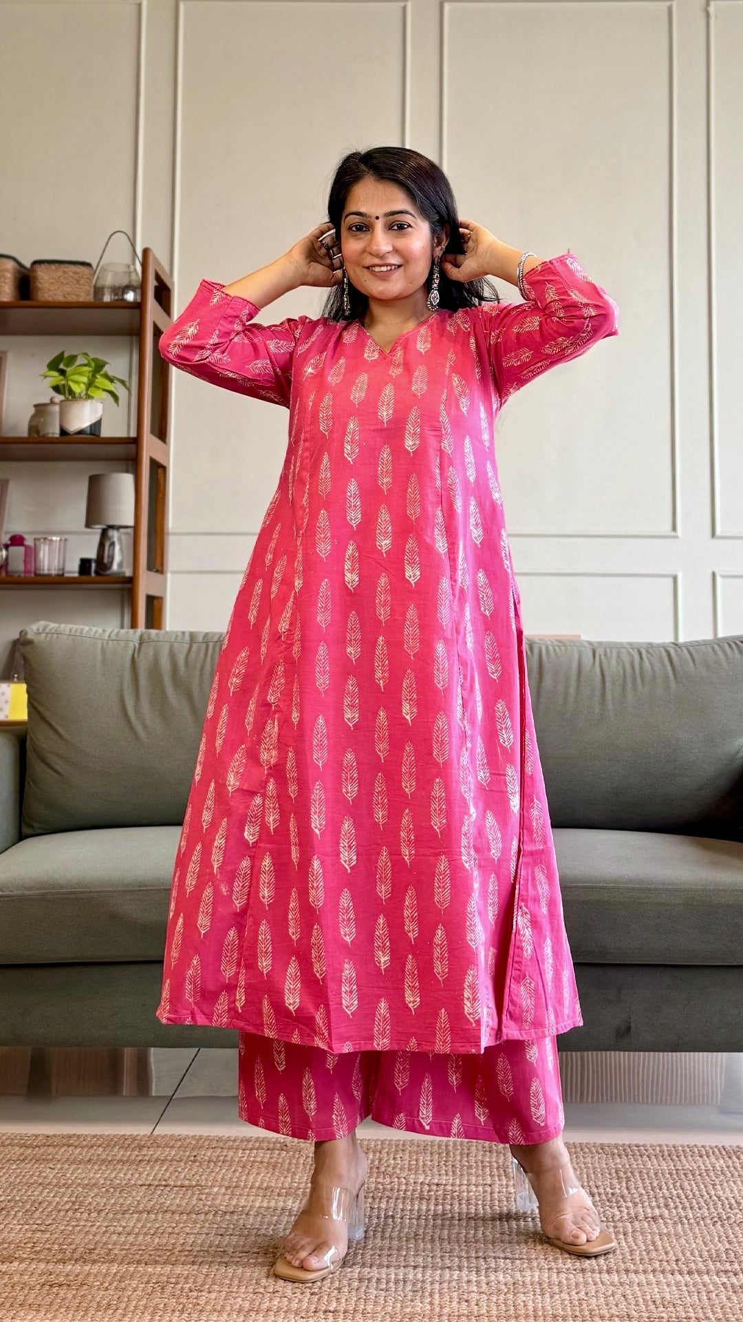 Selena Kali Kurta In Cotton - Pink