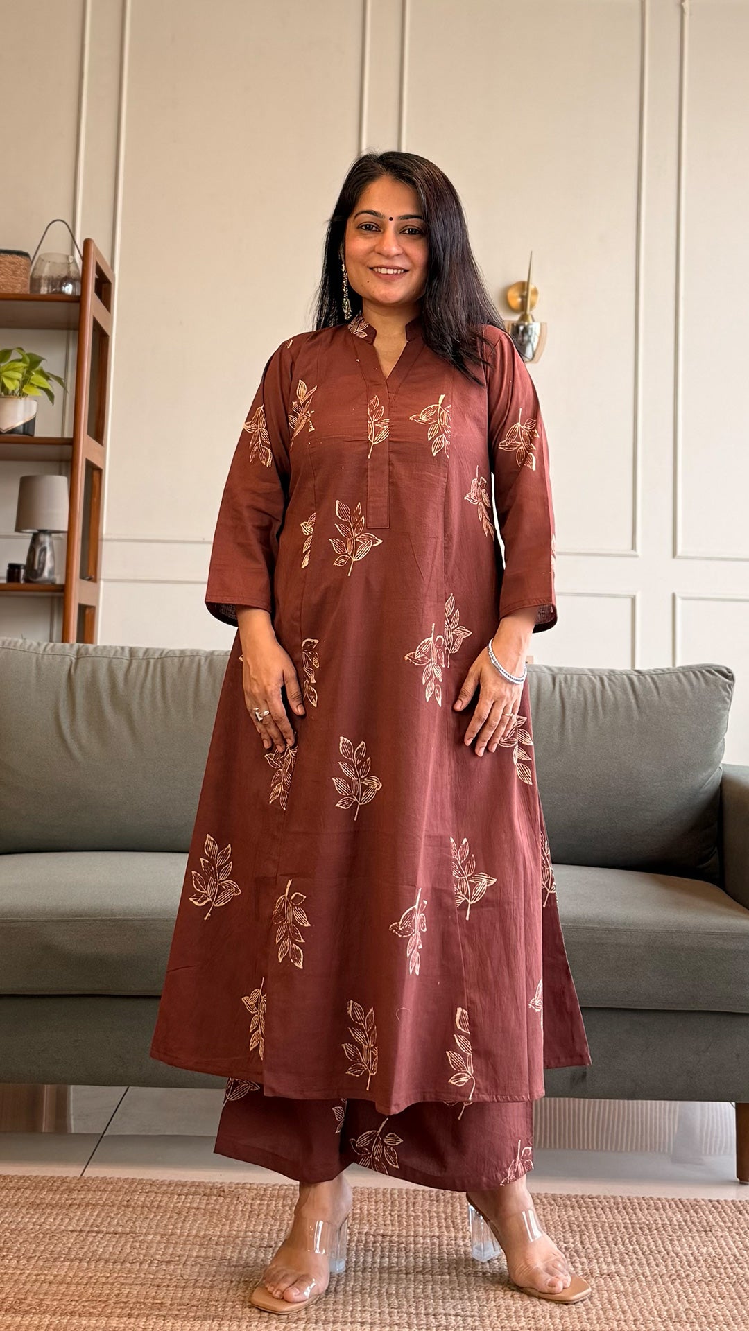 Kim Kali Kurta In Cotton - Brown