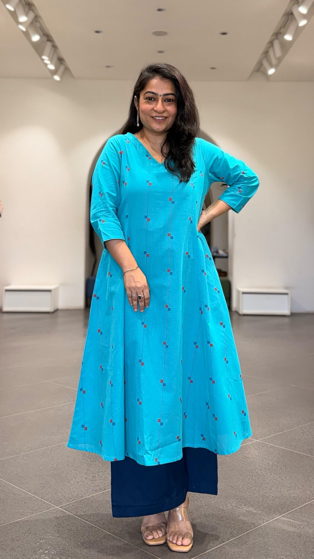 Heloise Handwoven Cotton Kurta - Light Blue
