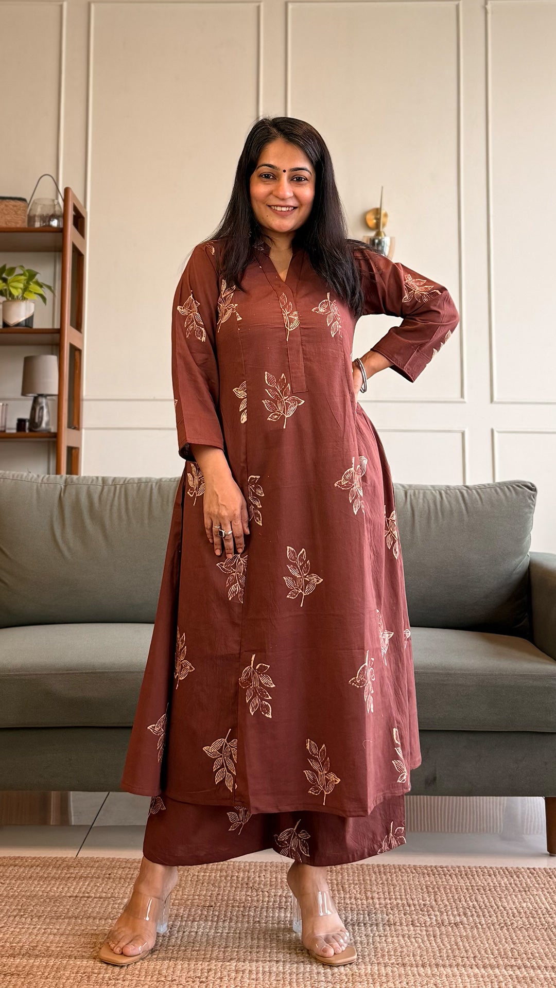 Kim Kali Kurta In Cotton - Brown