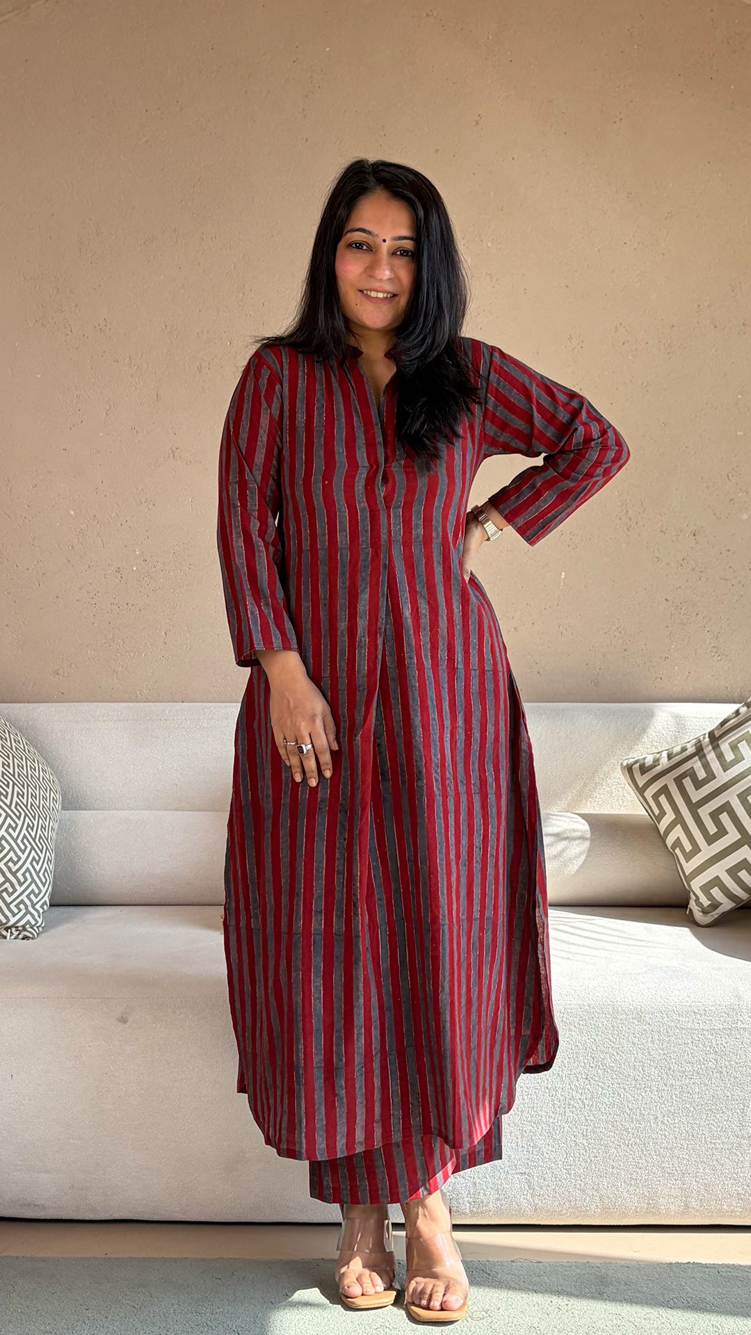 Hridaya Ajrakh Handblock Kurta In Cotton