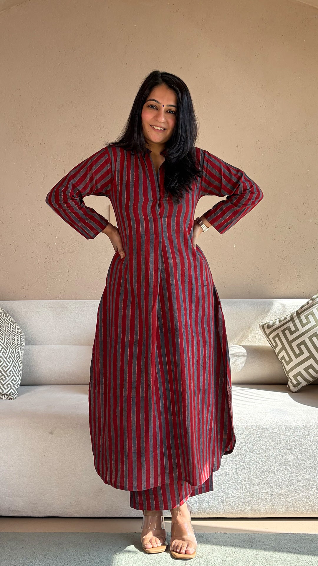 Hridaya Ajrakh Handblock Kurta In Cotton