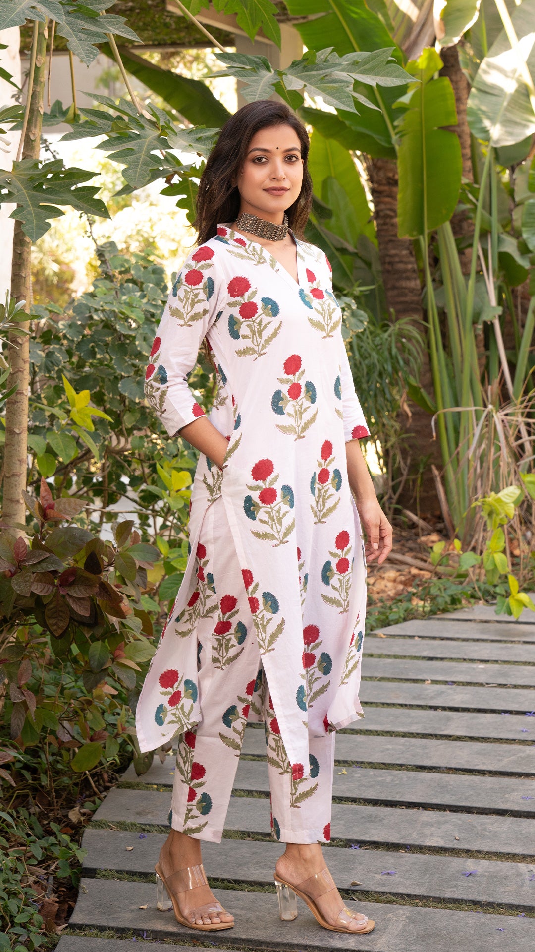 Roohi Sanganeri Hand Block Cotton Kurta - White