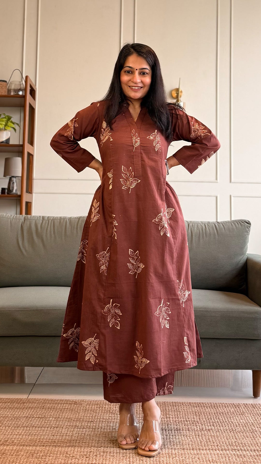 Kim Kali Kurta In Cotton - Brown
