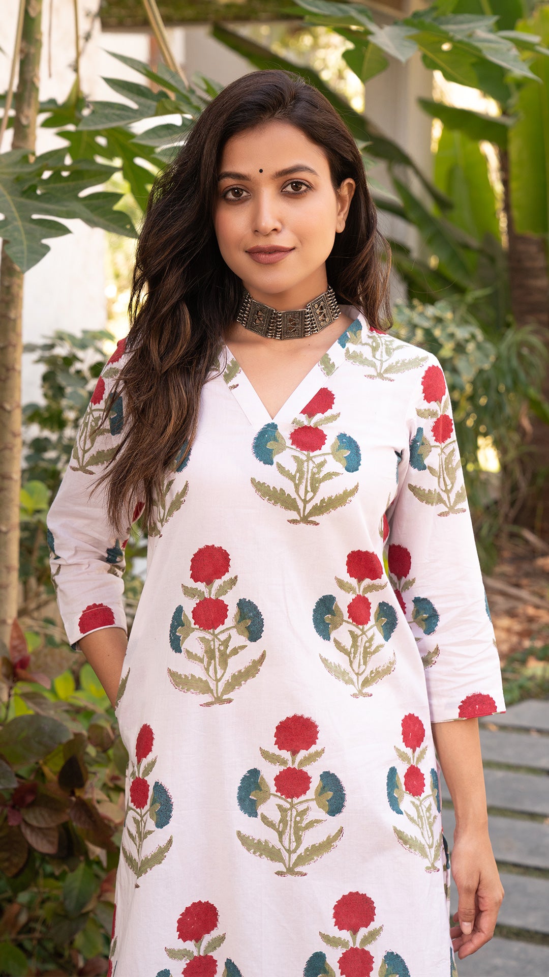 Roohi Sanganeri Hand Block Cotton Kurta - White