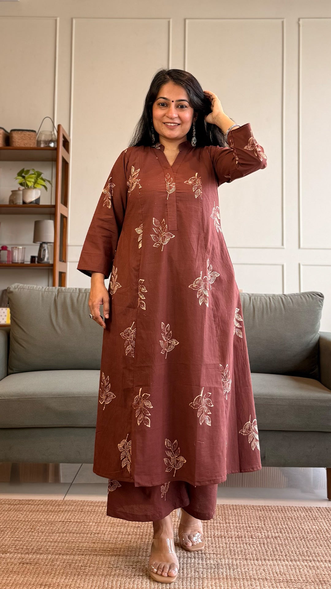 Kim Kali Kurta In Cotton - Brown