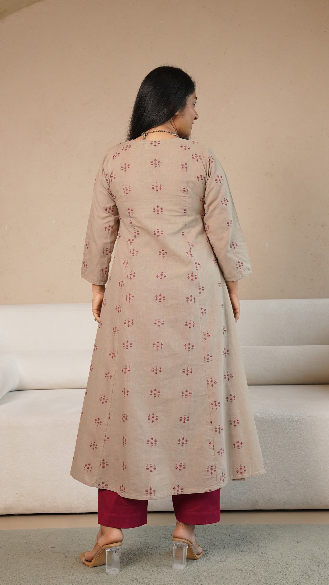 Kriti Hand Woven Kali Cotton Kurta - Sand