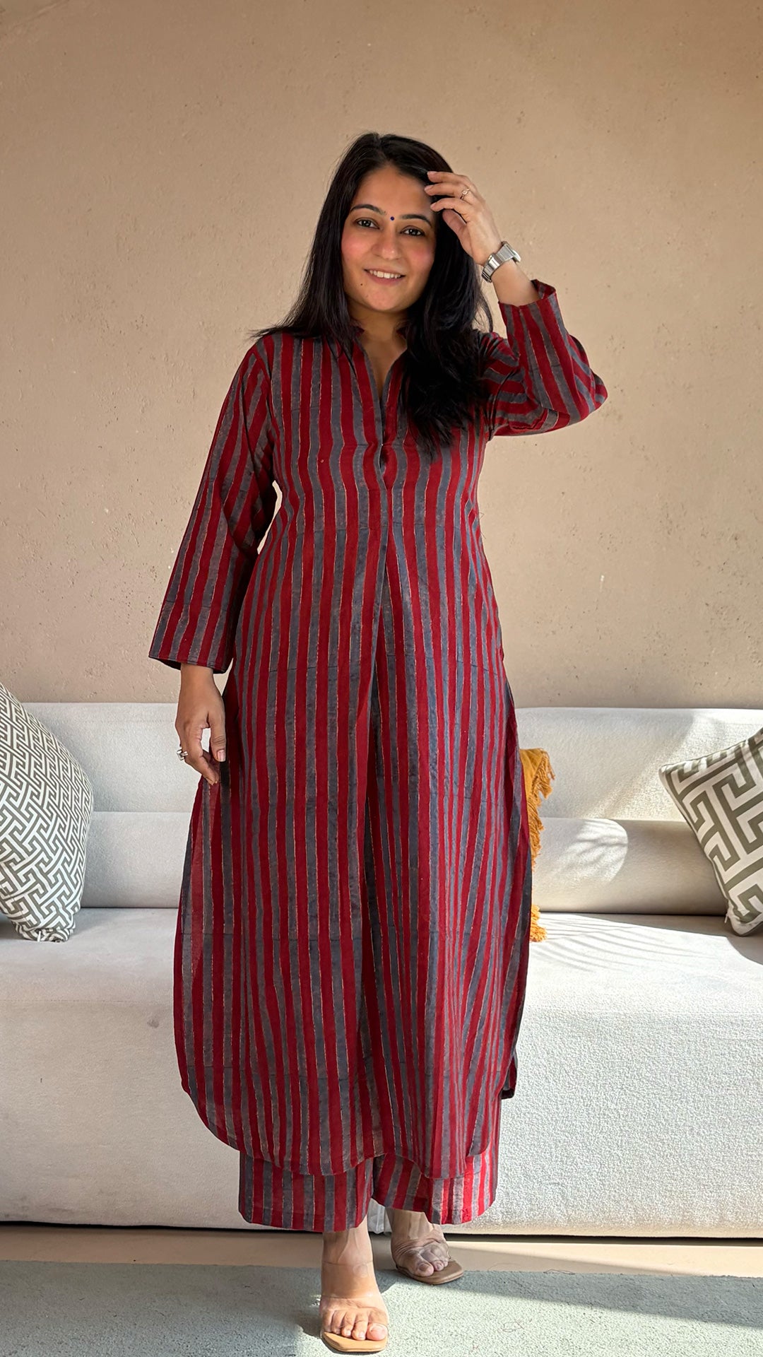 Hridaya Ajrakh Handblock Kurta In Cotton