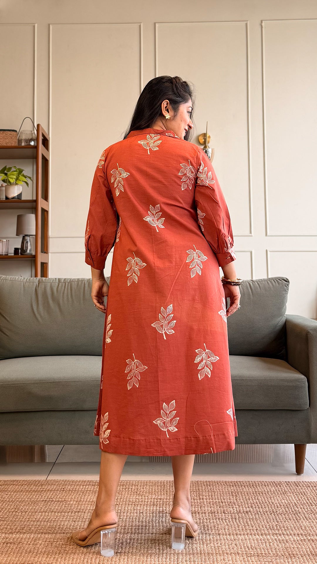 Julian Cotton Midi Dress - Rust