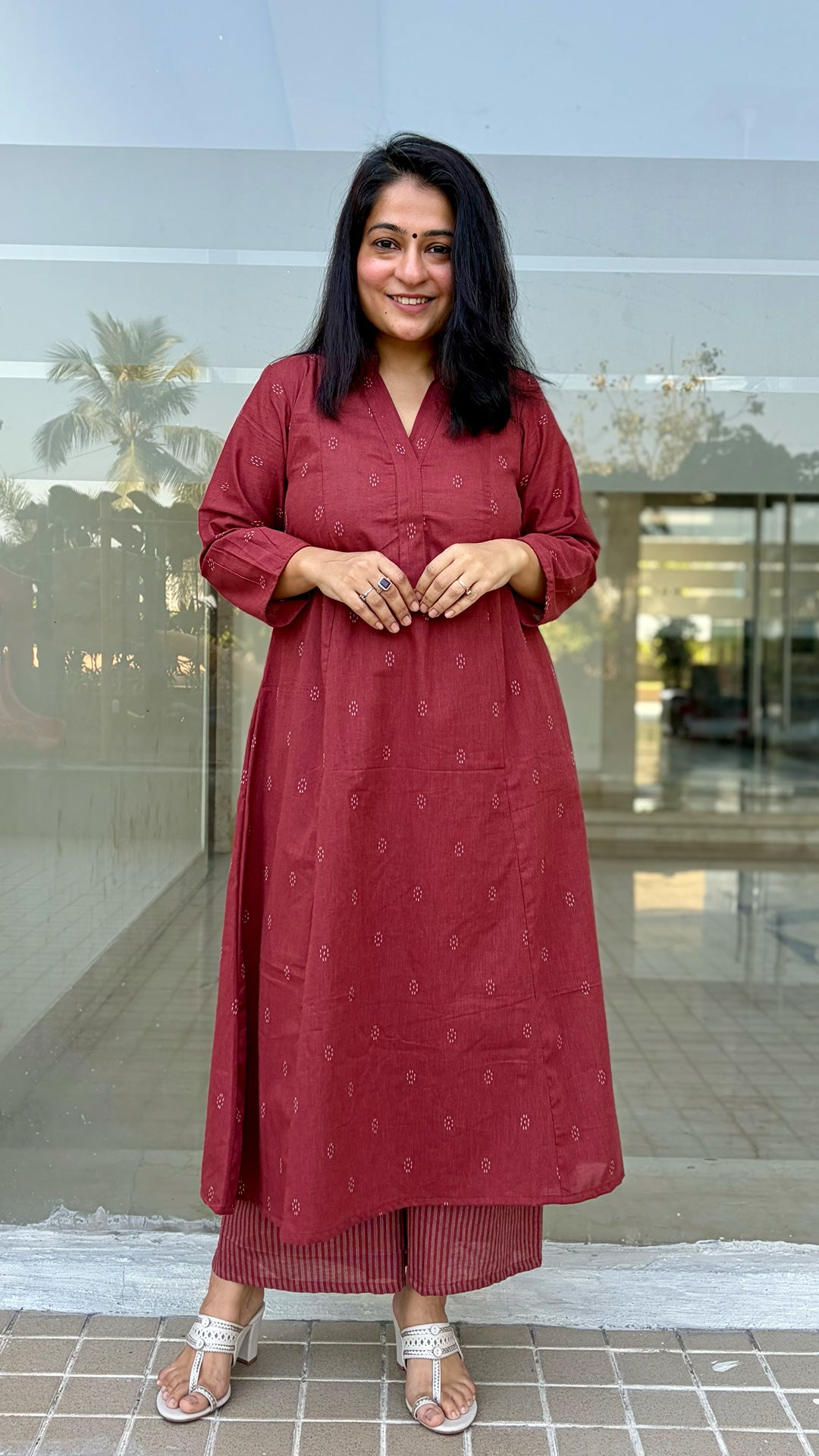 Sabaa Rust Hand Woven Cotton Kurta