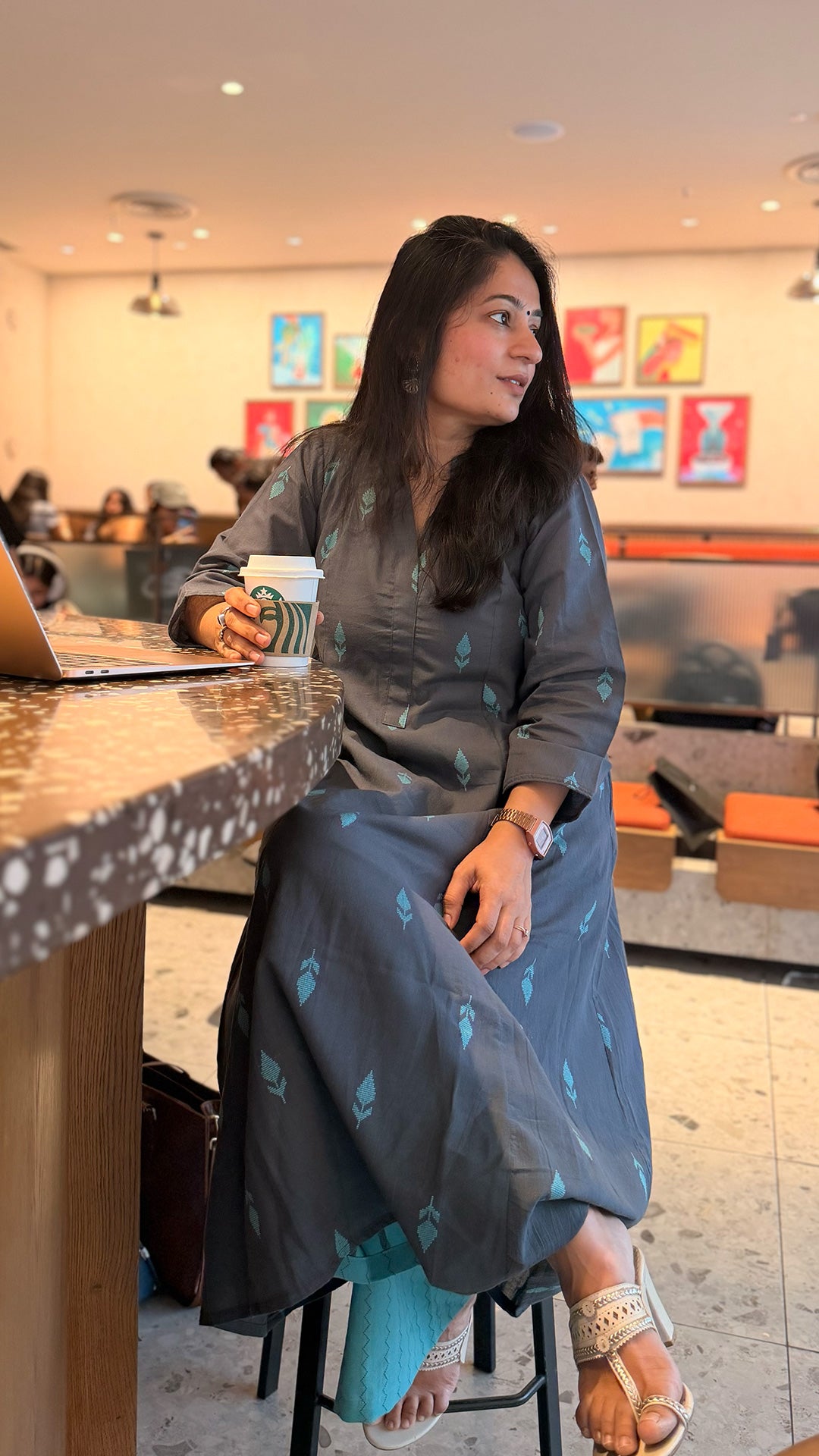 Palak Hand Woven Cotton Kurta - Grey