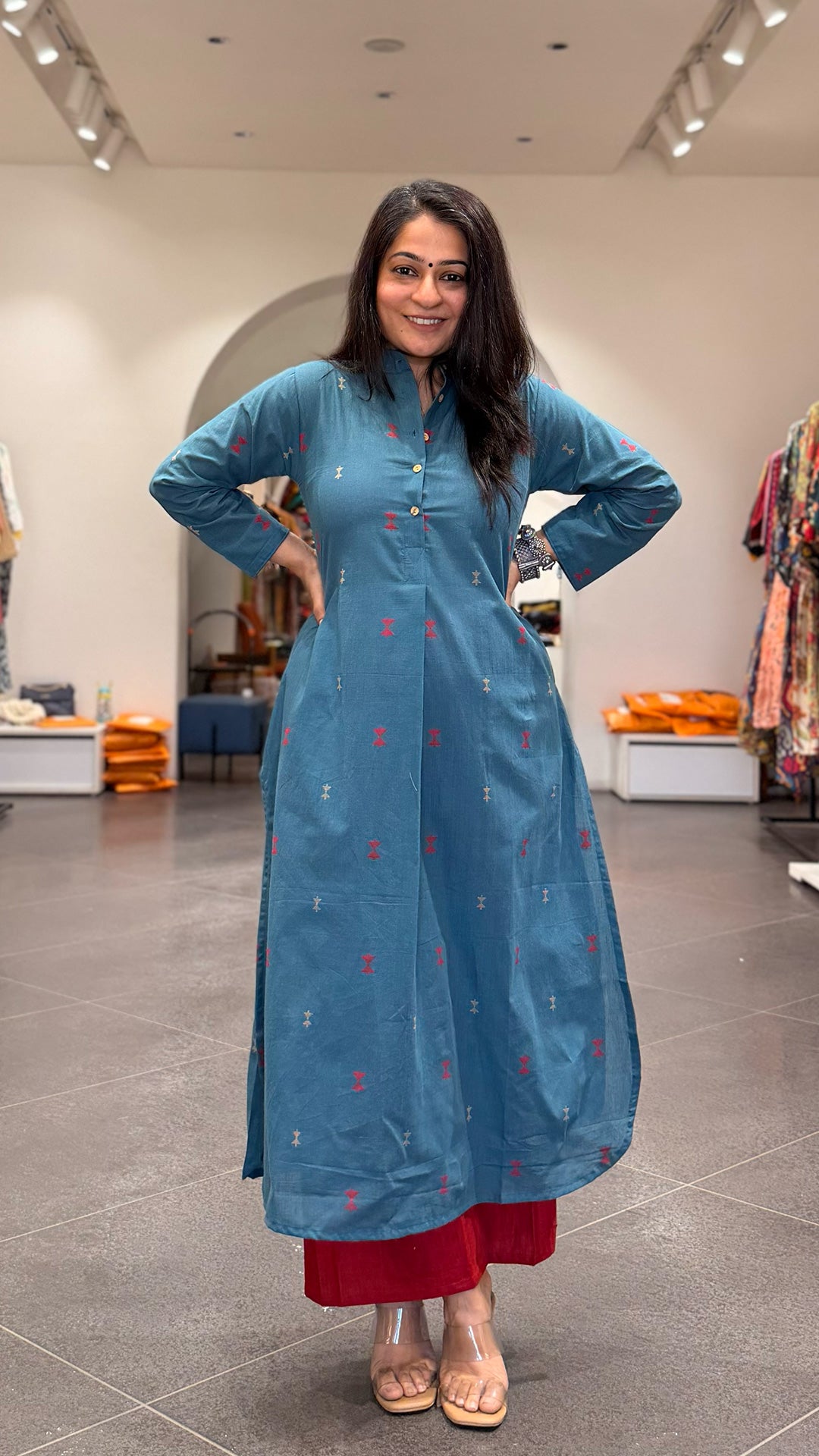 Kahini Blue Hand Woven Cotton Kurta