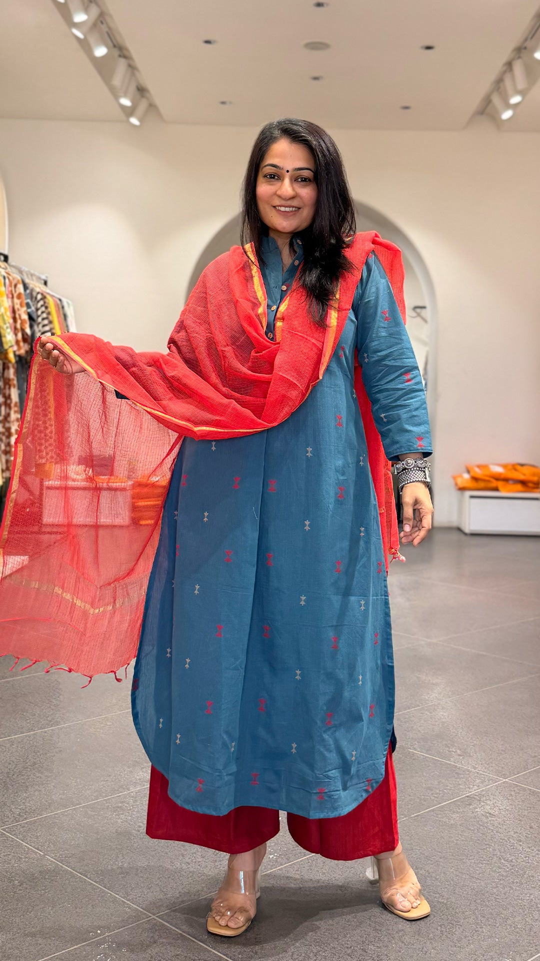 Kahini Blue Hand Woven Cotton Kurta