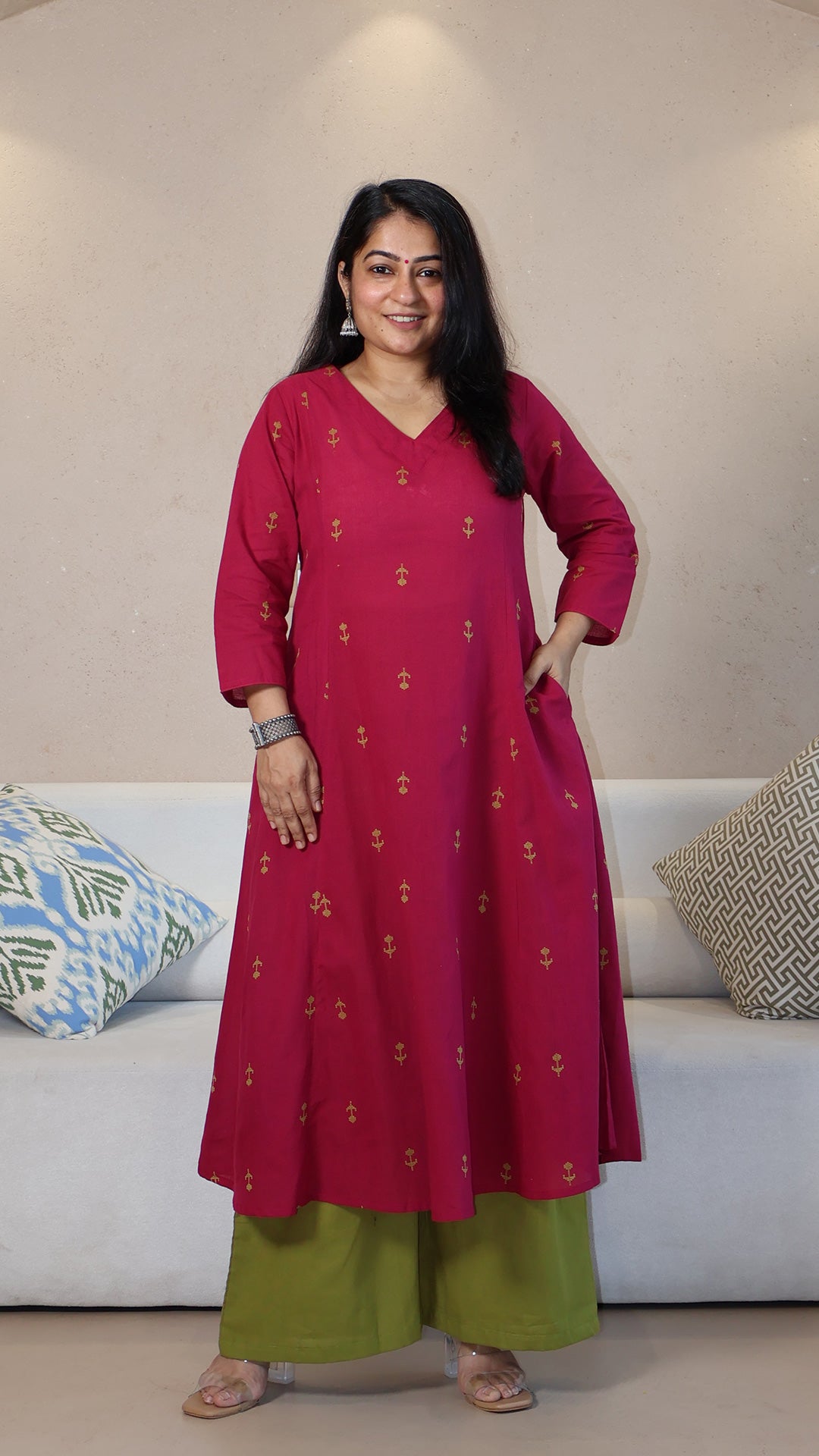 Eesha Handwoven Cotton Kurta - Pink