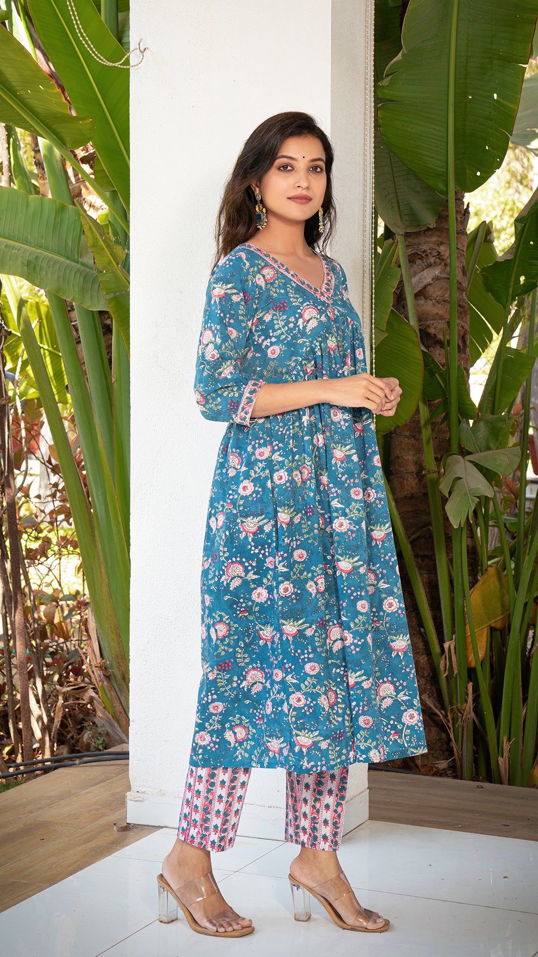 Saima Sanganeri Hand Block Cotton Kurta - Blue