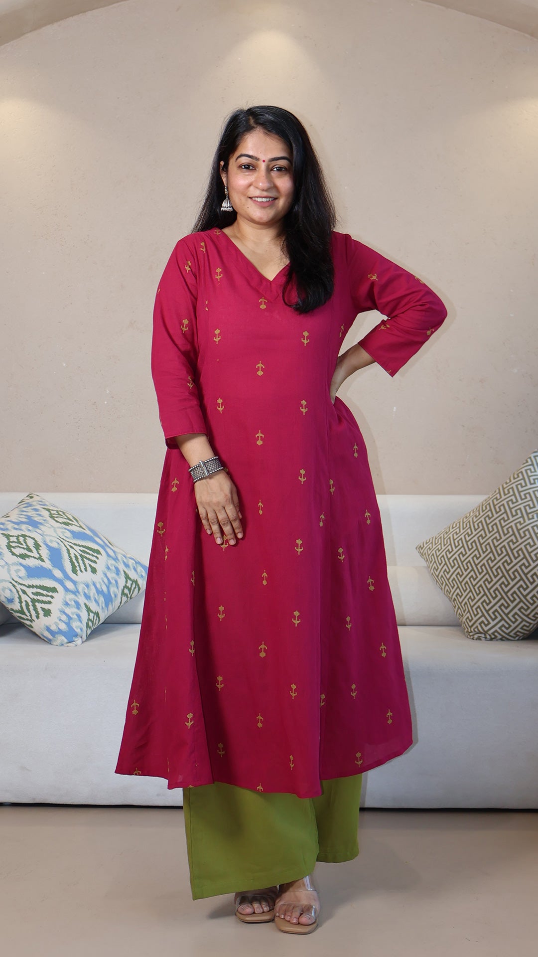 Eesha Handwoven Cotton Kurta - Pink