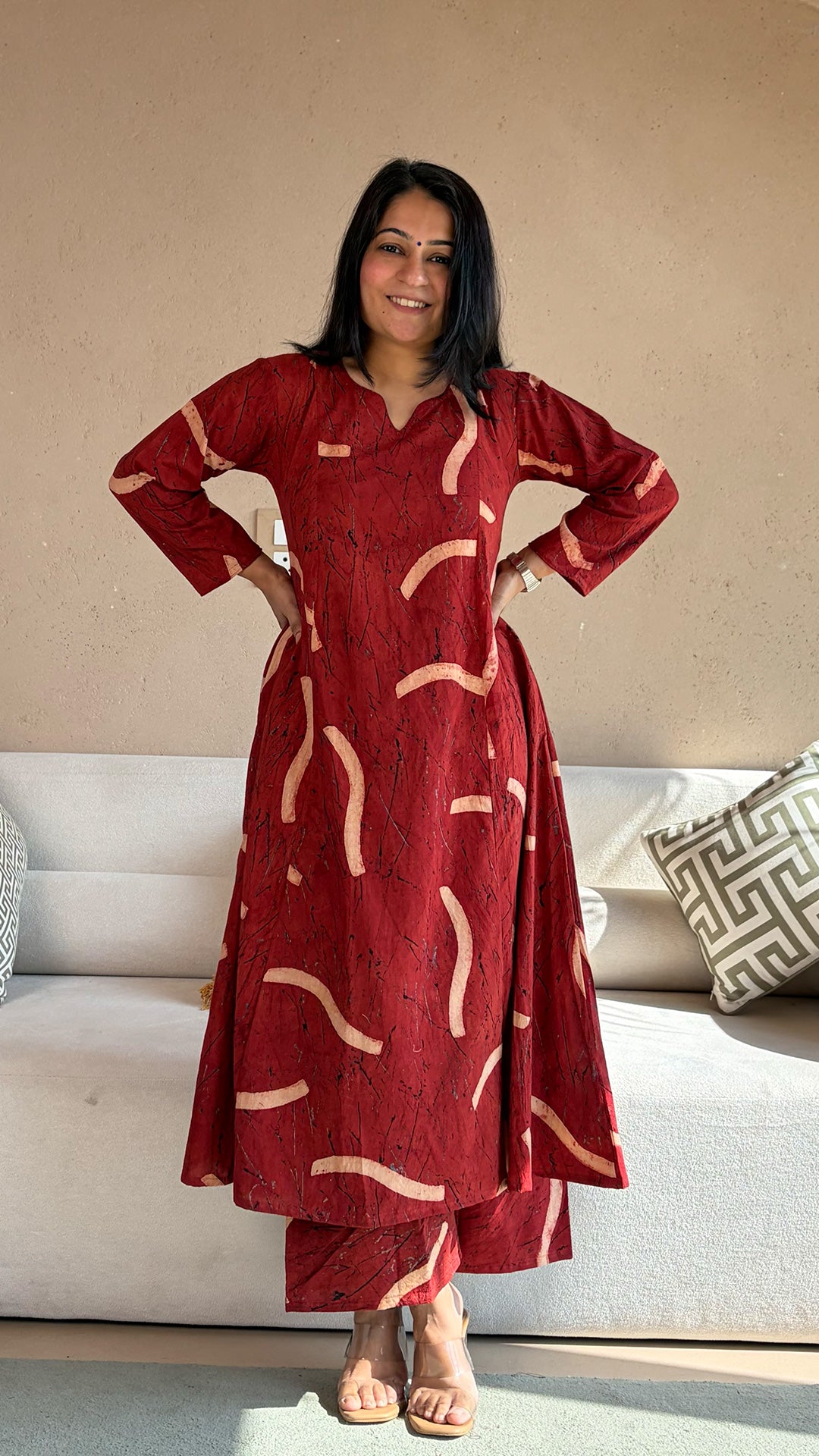 Akira Ajrakh Kali Kurta In Cotton - Red