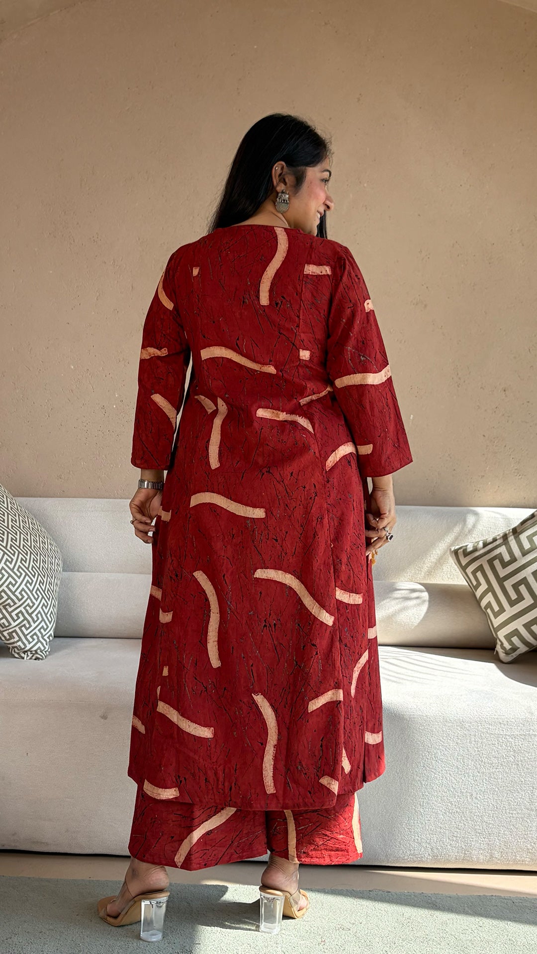 Akira Ajrakh Kali Kurta In Cotton - Red