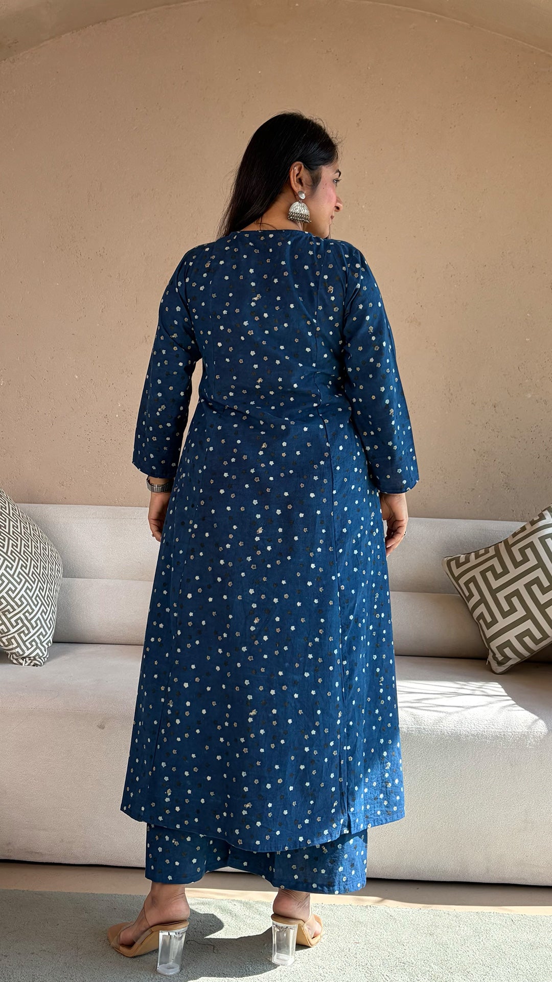 Indigo Stars Ajrakh Kali Kurta In Cotton